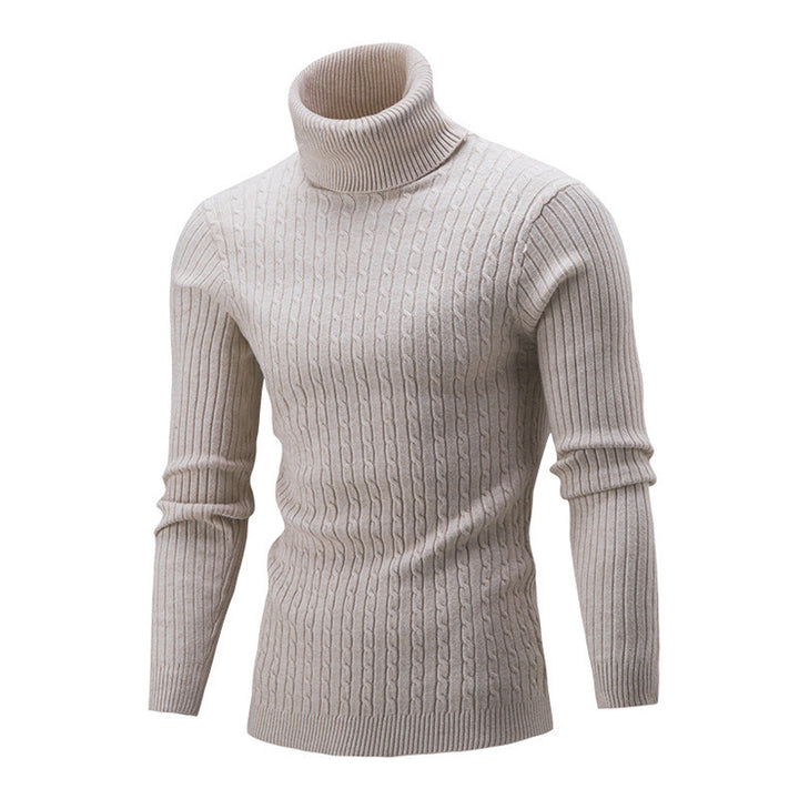 Herre elegant rullekravepullover med struktureret ribdesign og tætsiddende pasform Stilla