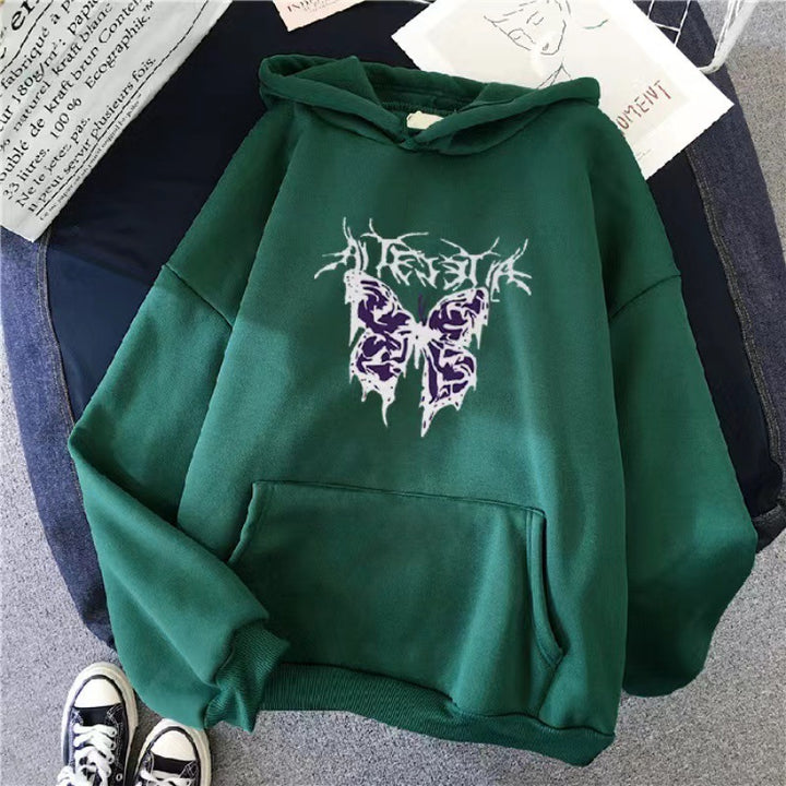 Kvinder's Hoodie med Kunstnerisk Sommerfugl Design Skovae