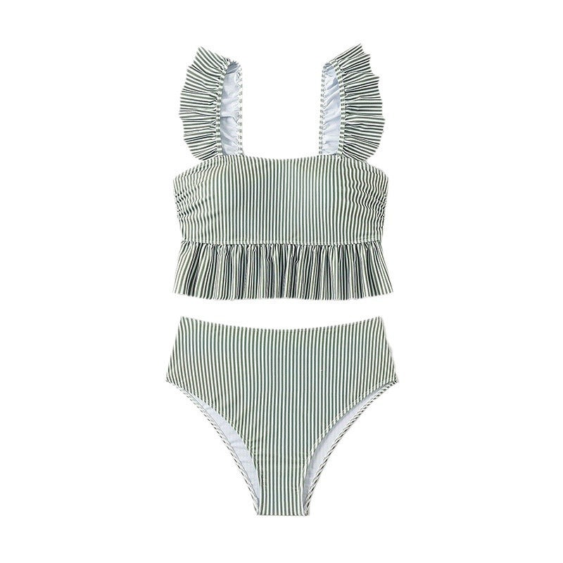 Dame bikini sæt med legende flæse design og høj benudskæring Stilla