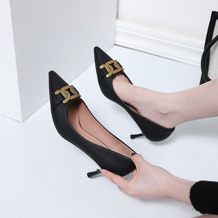Dame Spidsko Elegant Hæle med Guldaccent Stilla