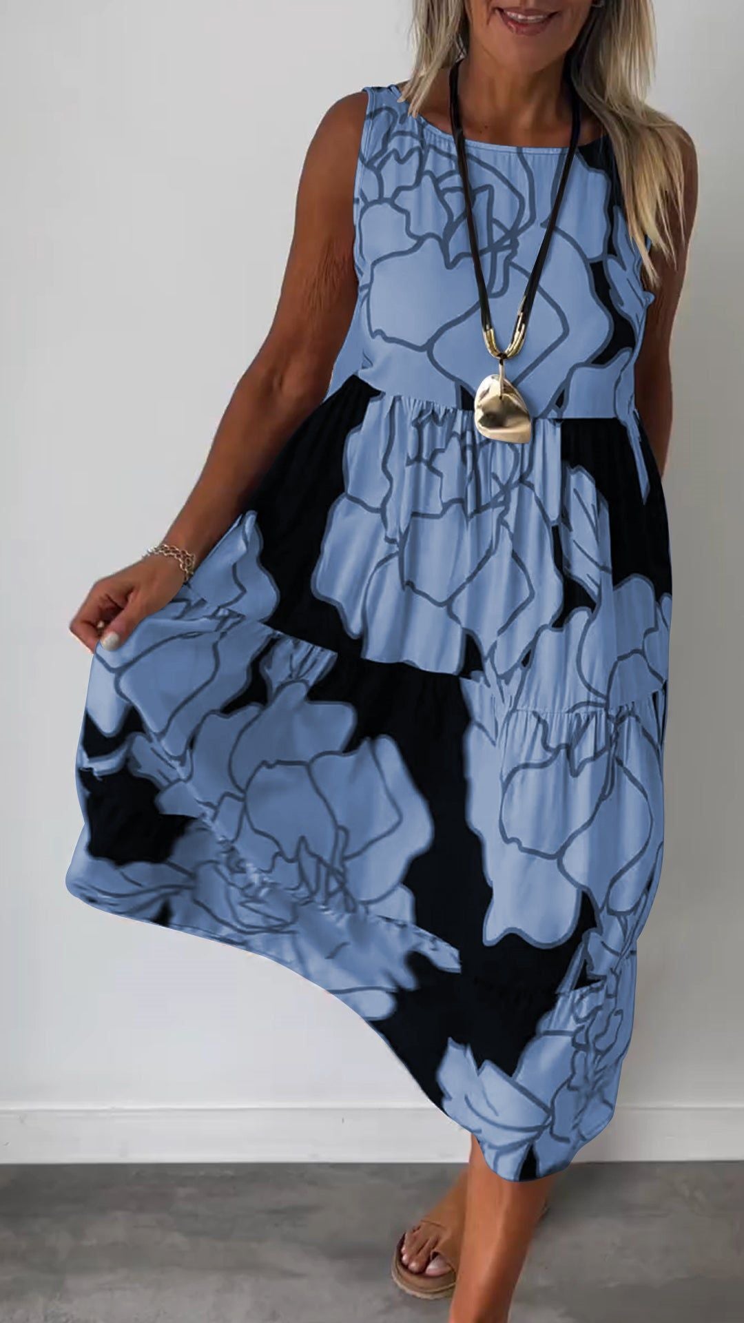 Dame Trendy Maxikjole med asymmetrisk snit og blomsterdesign Stilla