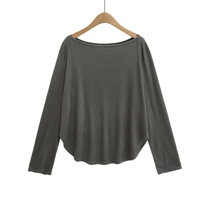 Damer afslappet oversized longsleeve T-shirt med rundet kant og blødt bærekomfort Stilla