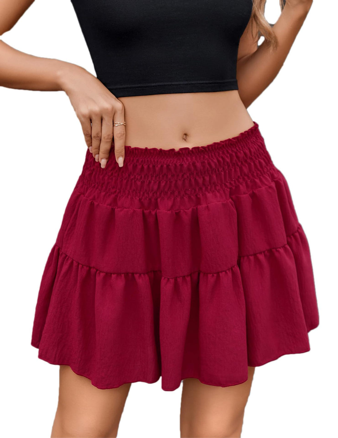 Dame Boho Rynket Lag Mini nederdel Stilla