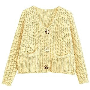 Kvinders hyggelige cardigan med gyldne knapper og lommer Stilla