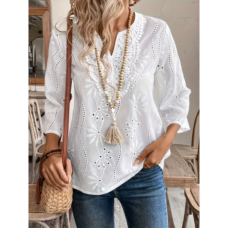 Frau Bohemian Broderet Bluse Stilla