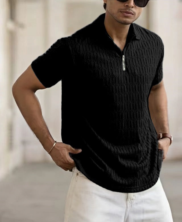 Herrer Struktur Polo Shirt Stilla