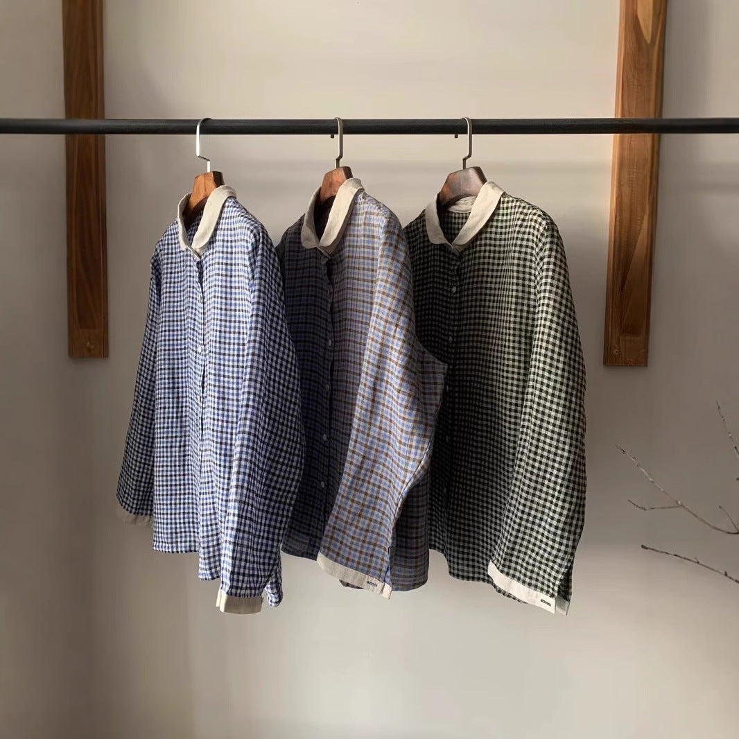 Femme Klassisk Ternet Button-Up Skjorte Stilla