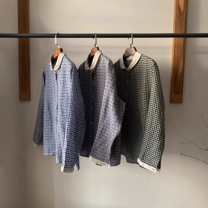 Femme Klassisk Ternet Button-Up Skjorte Stilla