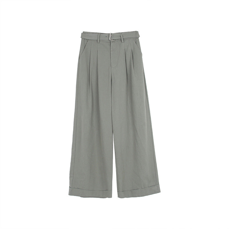 Dame elegant High-Waist Palazzo-bukser med plisseer og bæltestropper Stilla