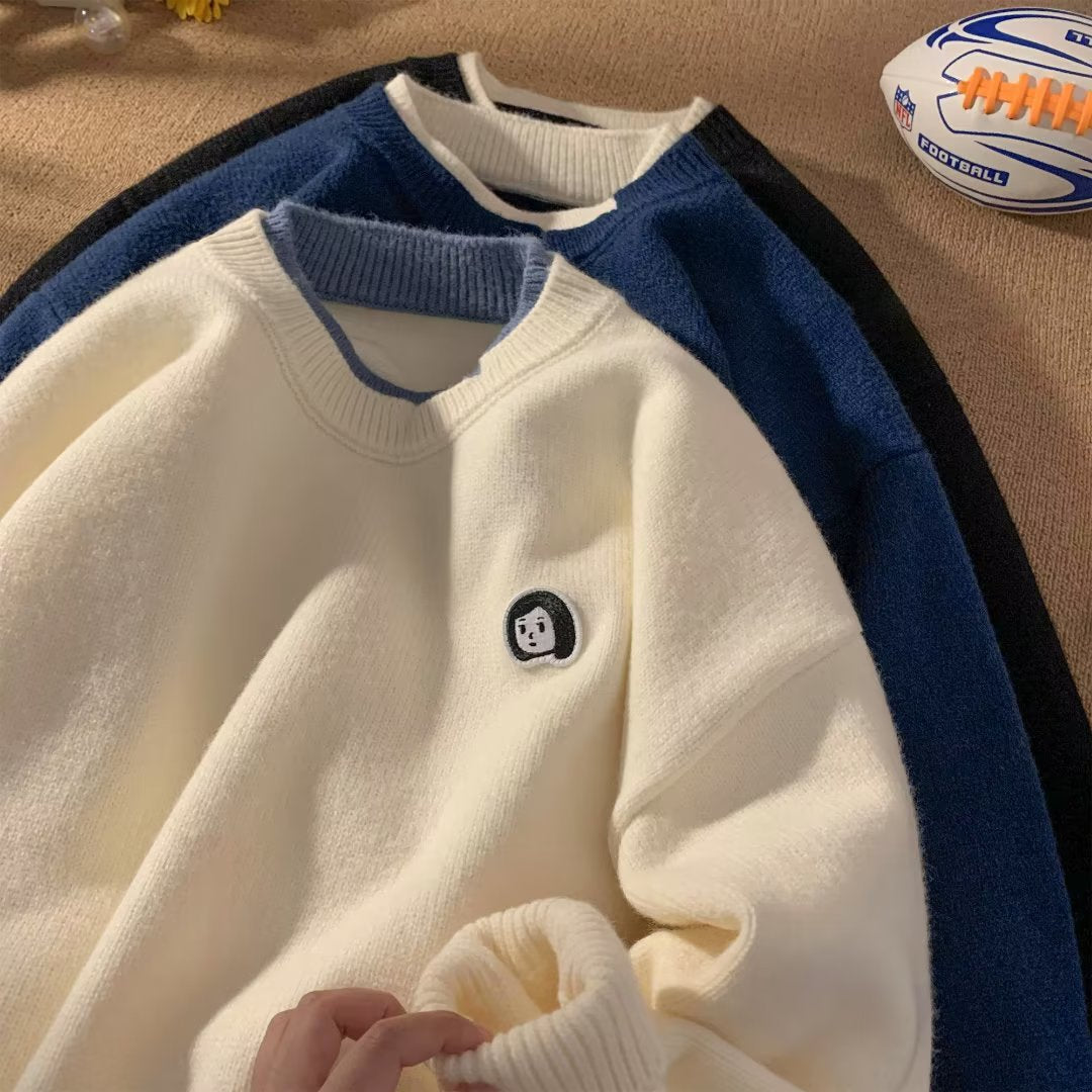 Dame afslappet sweater med specielle kontrastdetaljer Stilla