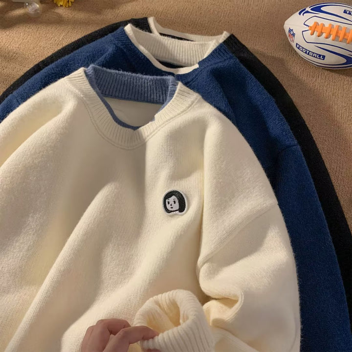 Dame afslappet sweater med specielle kontrastdetaljer Stilla