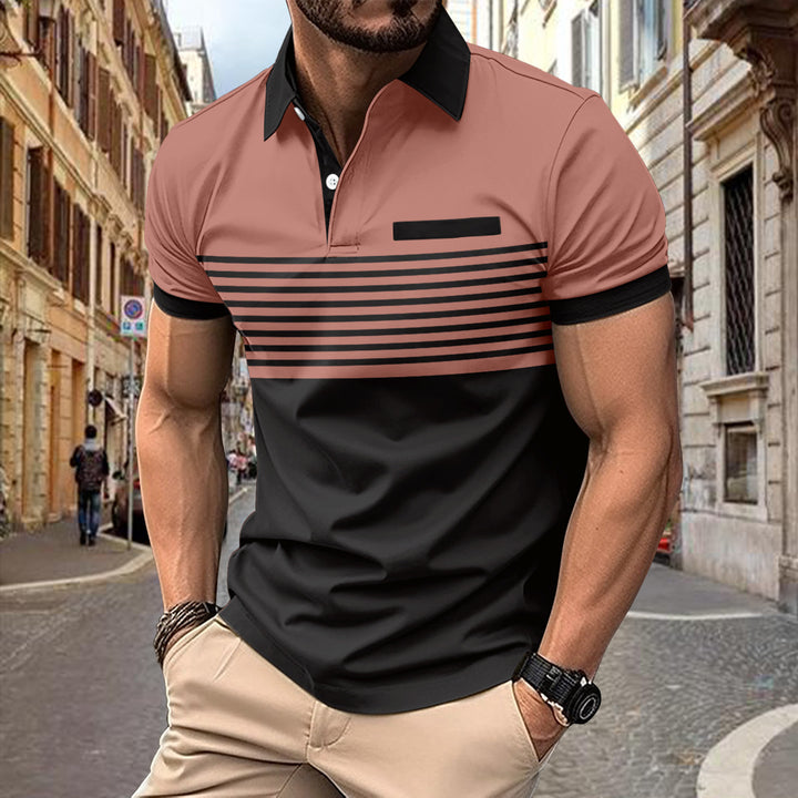 Herrer Poloshirt med struktureret stribemønster og moderne krave Stilla