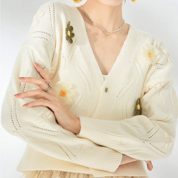 Femme Broderet Lagdelt Strikcardigan Stilla