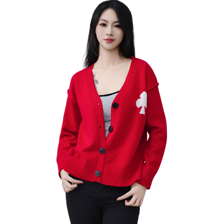 Femme Casual V-Udskæring Knap-Cardigan Stilla