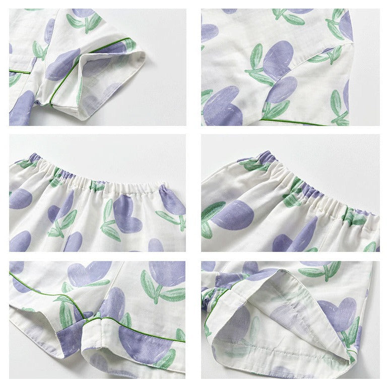 Dame bomulds-pyjamasæt med florale motiver Stilla