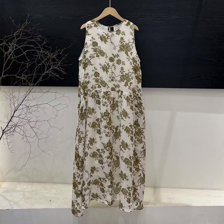 Femme Floral Midi Kjole med stufteret Nederdel Stilla
