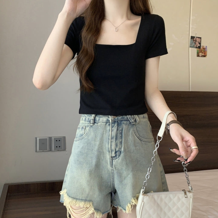Femme Kvadrat Udsnit Cropped Top Stilla