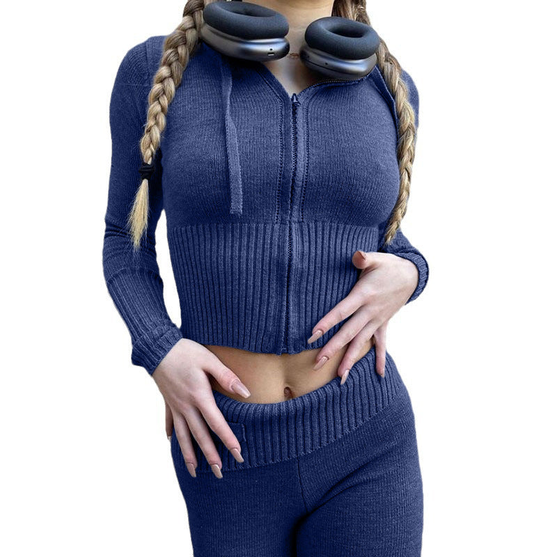 Femme Cropped Zip-Up Fitness Hoodie Sæt Stilla