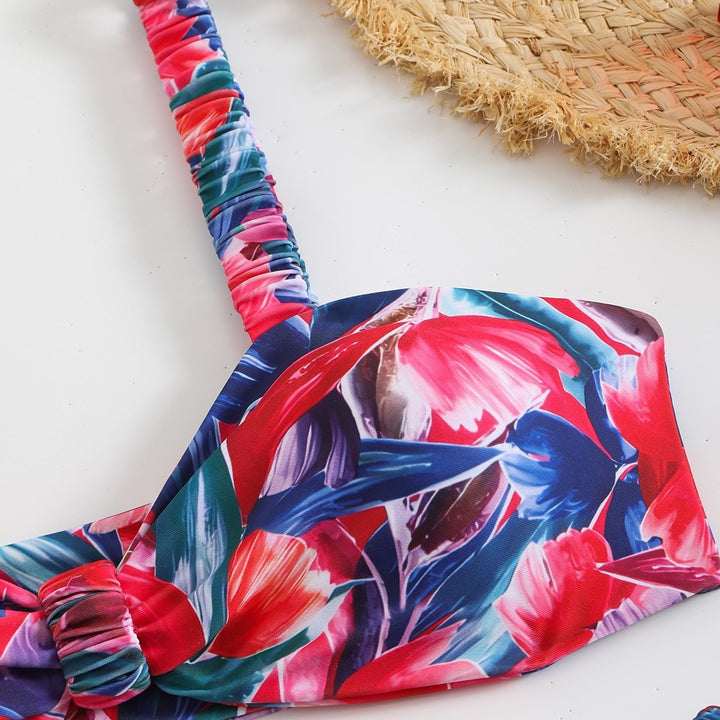 Femme Floral Print Bralette og High-Cut Bikini Bottom Sæt Stilla