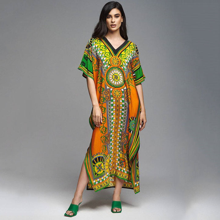 Dame Gulvlængde Kaftan med kunstnerisk Barokdesign Stilla