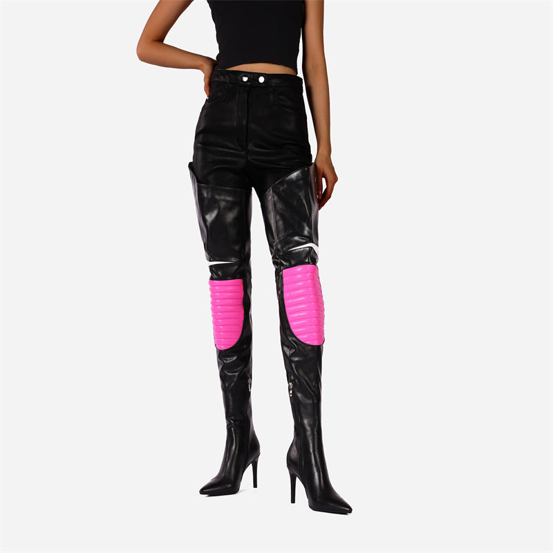Dame Over-the-Knee Stiletto Støvler med dekorativt Color Block Design Stilla