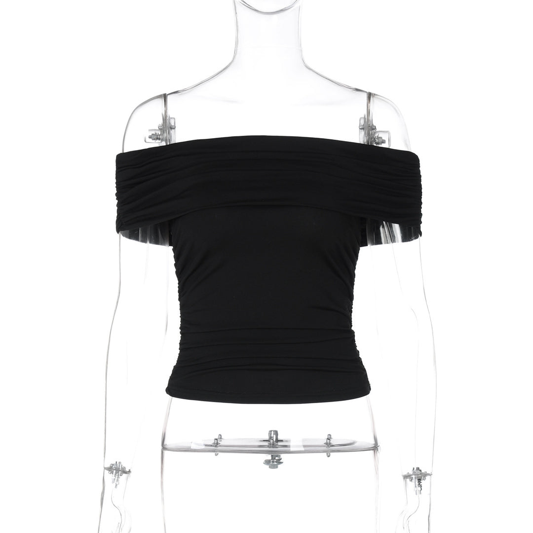 Dame Off-Shoulder Top med rynket design Stilla