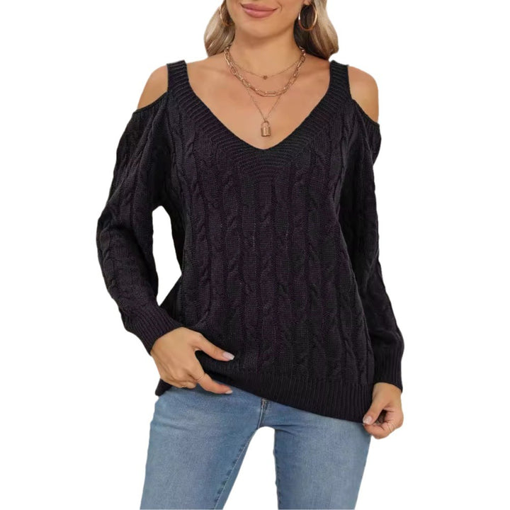 Femme Åben- skulder Kabelstrikpullover Stilla
