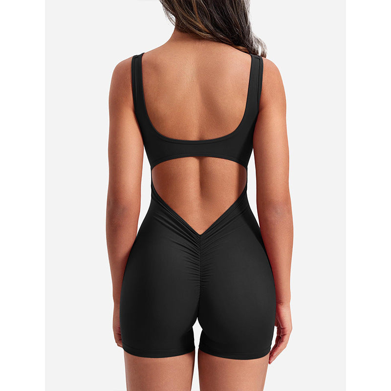Dame Bodycon Jumpsuit med dyb rygudskæring og sporty design Stilla