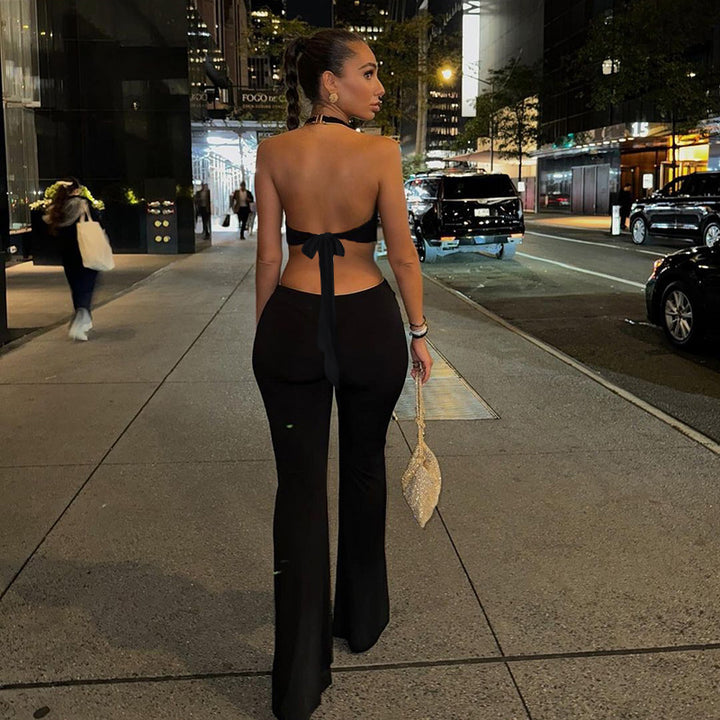 Dame Elegant og figursyet Jumpsuit med flared bukser Skovae