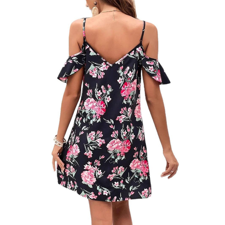 Dame ærmeløs kjole med florale cut-outs og svingende kant Stilla