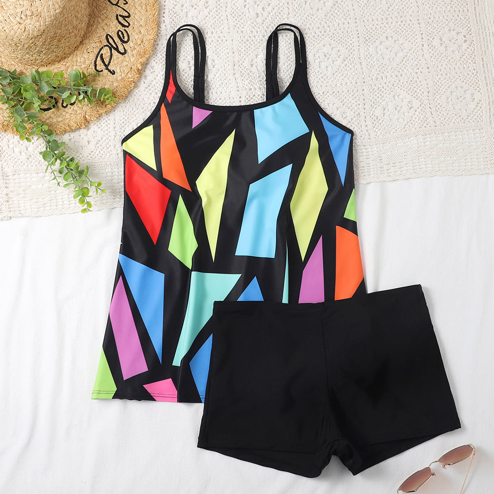 Dame Sport Tankini-sæt med figursyet snit og moderigtige shorts Stilla