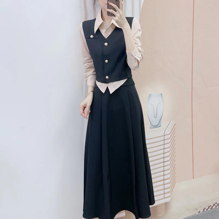 Dame elegant sæt med mode blazer og feminint nederdel Stilla
