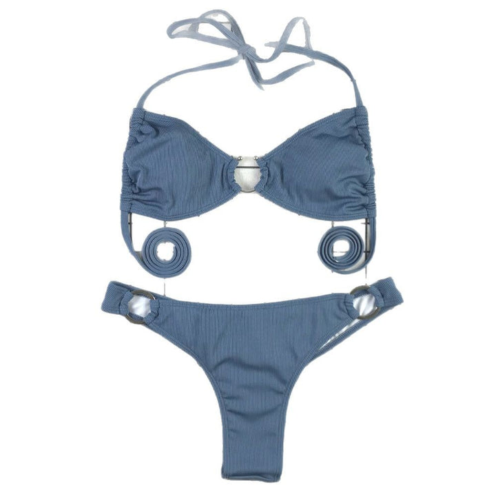 Dame Triangel-Bikini med dekorative ringe og snore-design Stilla