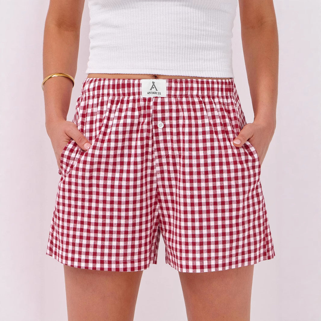 Dame Gingham Check Fritid Shorts Stilla