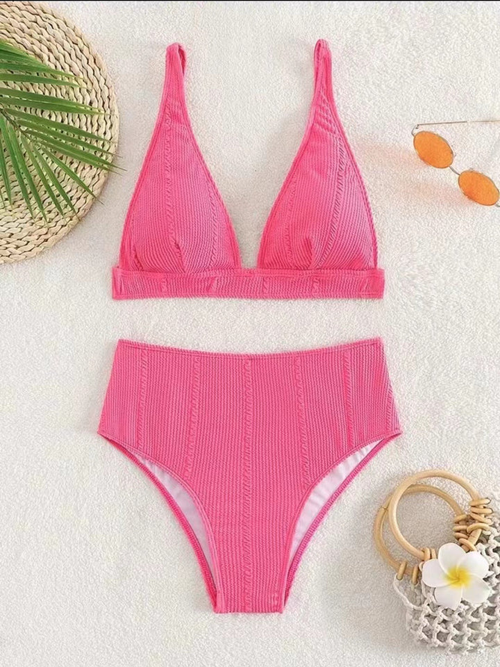 Damer Højskåret Bikini med struktureret overflade og minimalistiske stropper Stilla