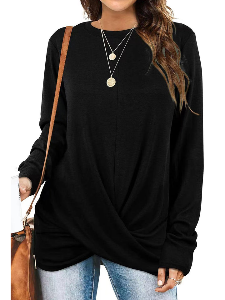Stilla | Trendy Rund Hals Lange Ærmer Twist Strik Bluse