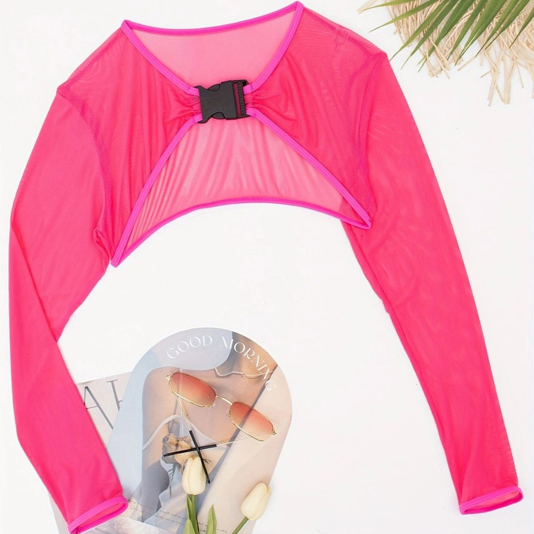 Dame Cropped Mesh-top med elastisk bånd Skovae