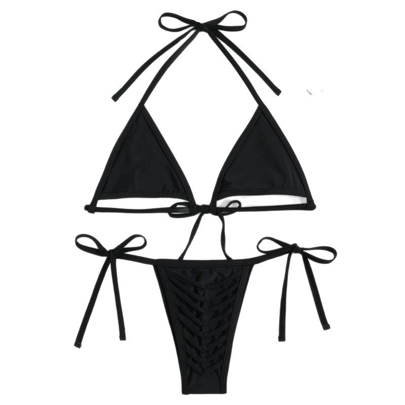 Dame Triangel-Bikini med dekorative snorebånd Skovae