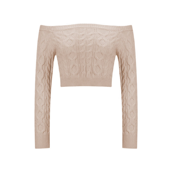 Dame Off-Shoulder Kabelstrik Cropped Pullover Stilla