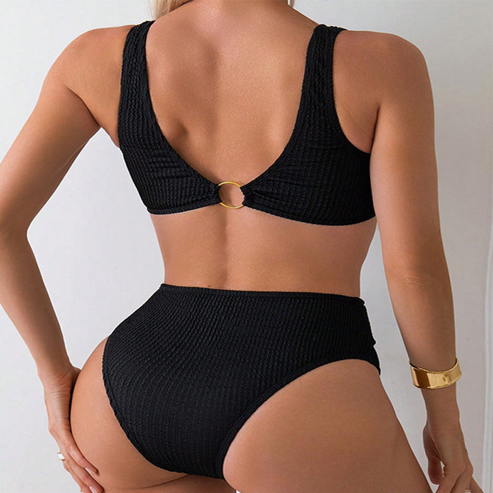 Dame Rib-Højtalje-Bikini-Sæt Stilla 1750922845