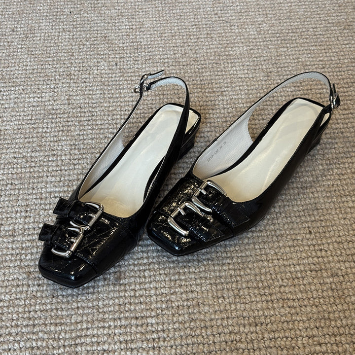 Kvindernes elegante Slingback-flade sko med dekorativ bue-detalje Stilla