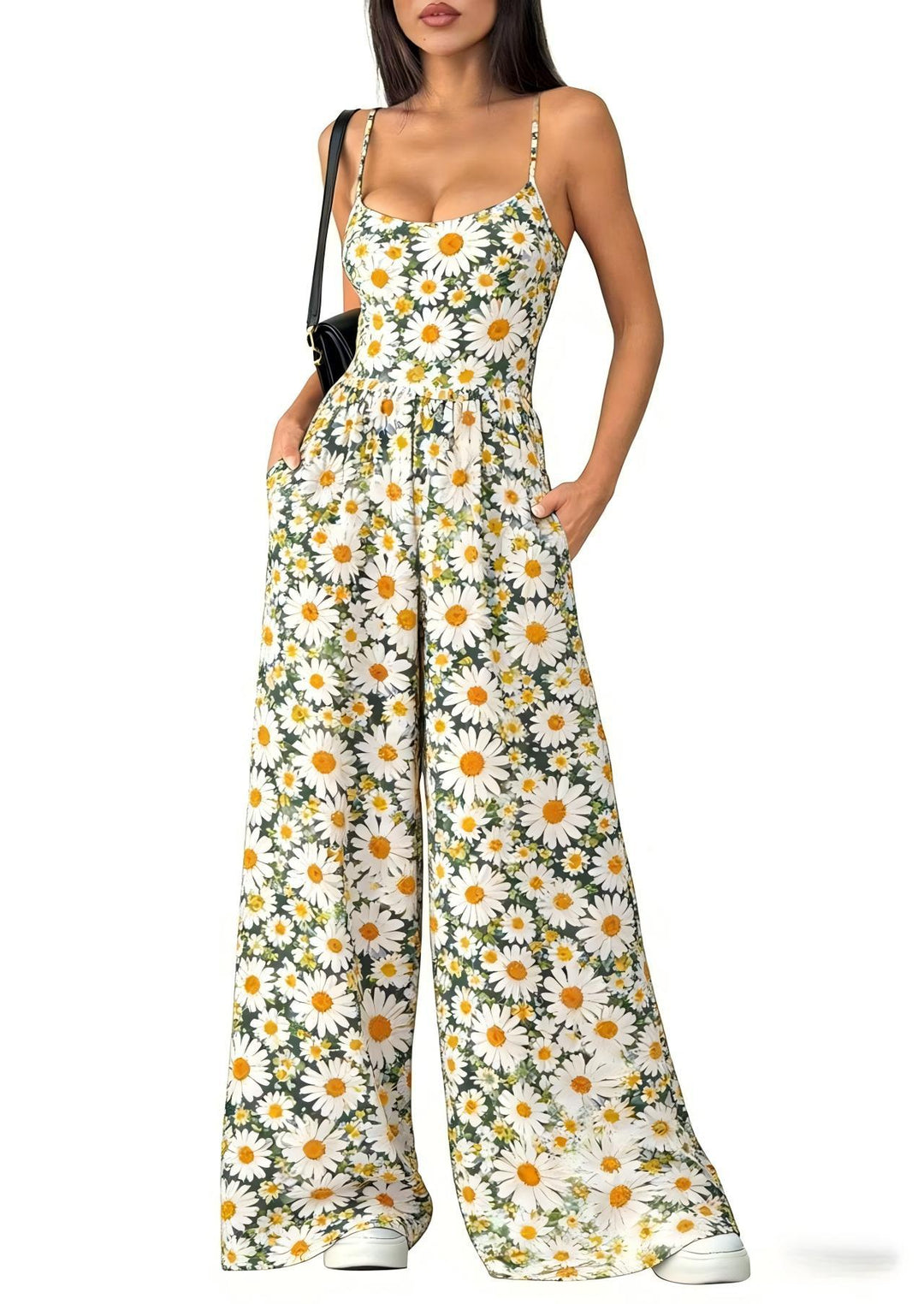 Dame Elegant jumpsuit med geometrisk print og brede ben Skovae