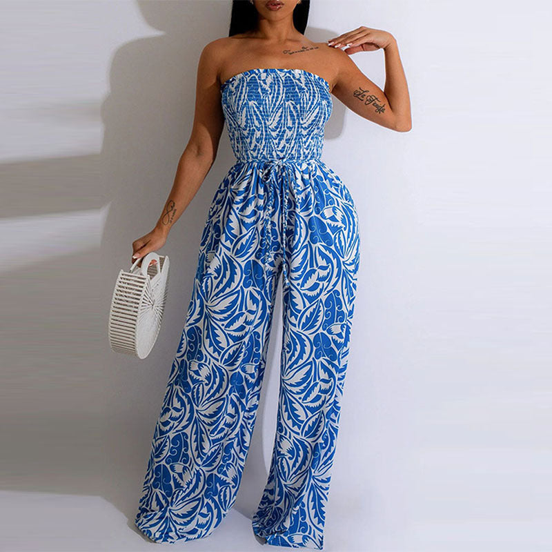 Dame maxikjole med asymmetrisk design og blomstermønster Stilla