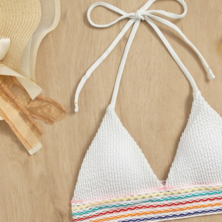 Dame bikini-sæt med struktureret overdel og højtaljede bukser Stilla