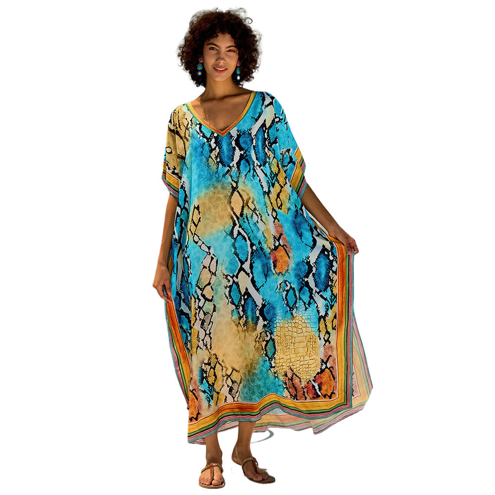 Damer elegant Kaftan med kunstnerisk Zebra-mønster Stilla