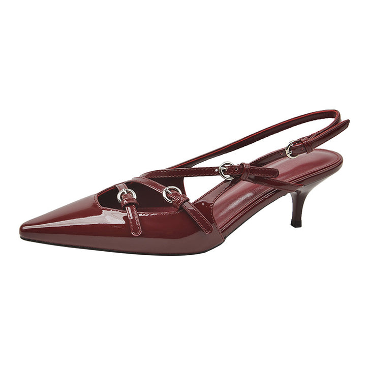 Dame Spidsestøb Slingback Kitten Heels med dekorativt Rem Stilla