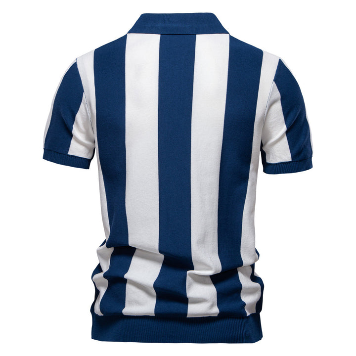 Herre Polo-Shirt med moderne lynlås og klassisk stribemønster Stilla
