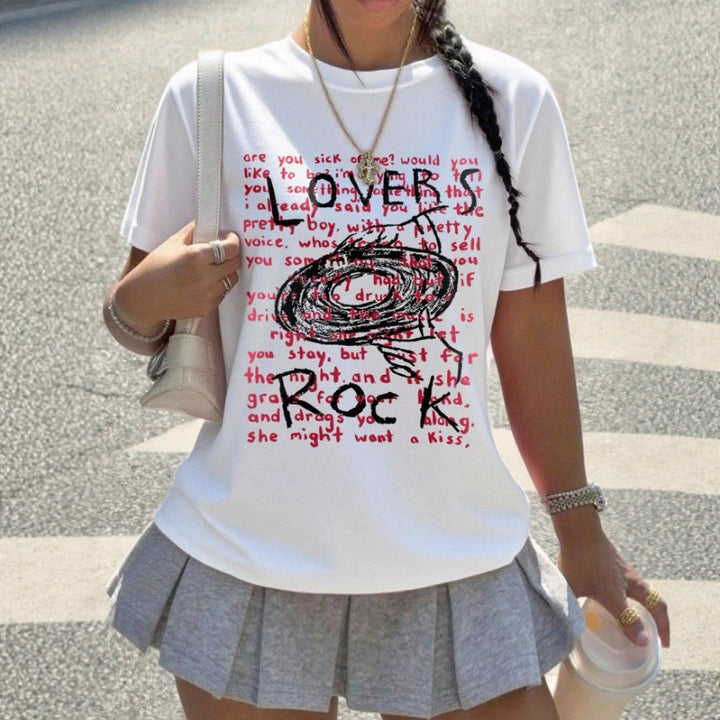 Dame Grafik T-shirt med kreativ tekst og afslappet pasform Skovae