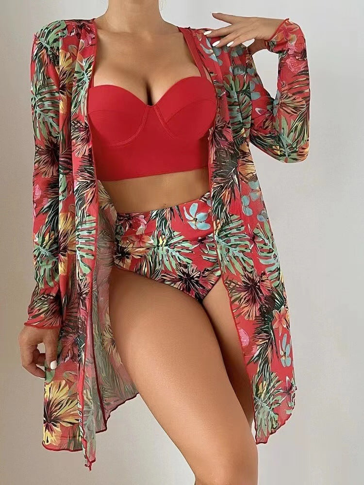 Dame Strandkimono med blomsterdesign Stilla
