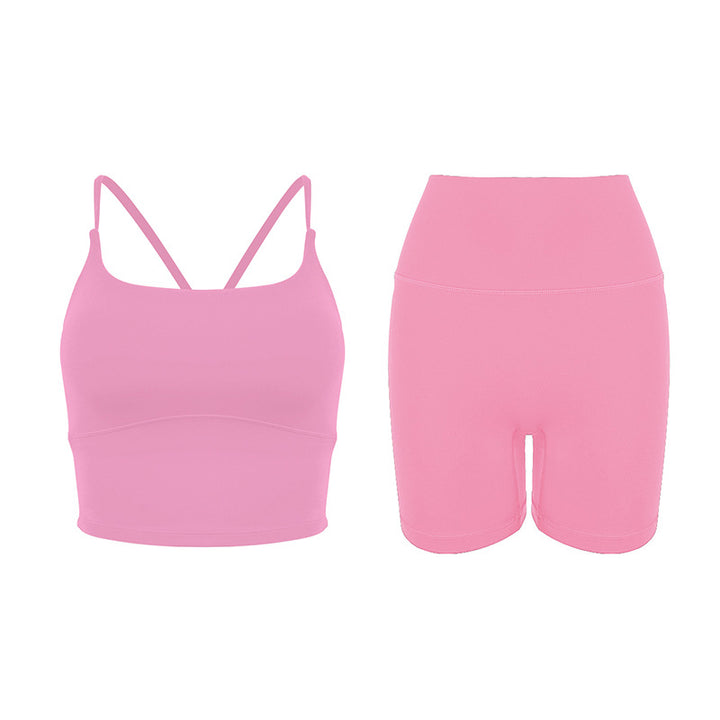 Dame Sporty Set lavet af åndbart materiale med tanktop og højtaljede shorts Stilla